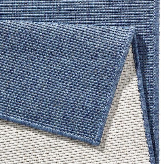 Bougari Vloerkleed Twin Solid - Blauw/Creme