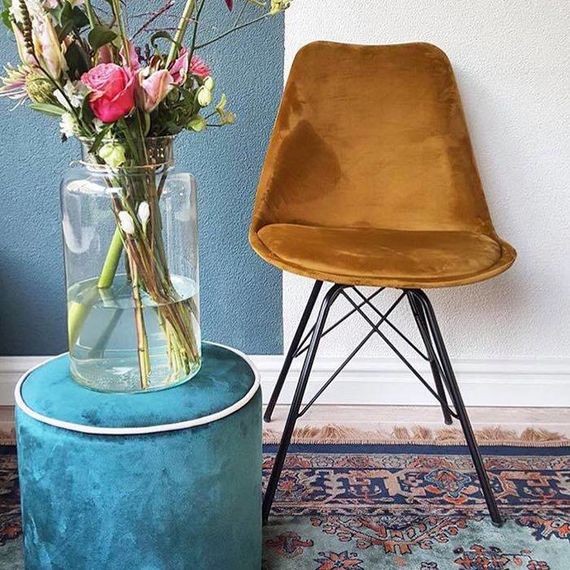Kick Collection Stoel Velvet - Goud / Okergeel