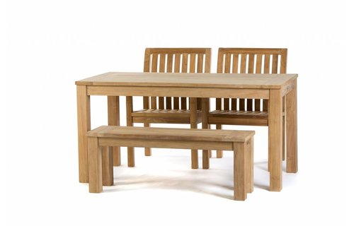 Garden Teak Teak tuinset: James Tafel (160cm) | Comfort dining stoel | James tuinbank 120 Garden Teak Teak tuinset: James Tafel (160cm) | Comfort dining stoel | James tuinbank 120
