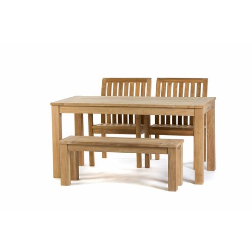 Garden Teak Teak tuinset: James Tafel (160cm) | Comfort dining stoel | James tuinbank 120 Garden Teak Teak tuinset: James Tafel (160cm) | Comfort dining stoel | James tuinbank 120