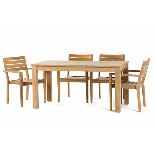 Garden Teak Teak tuinset: James Tafel (160cm) | St.tropez stoel II Garden Teak Teak tuinset: James Tafel (160cm) | St.tropez stoel II