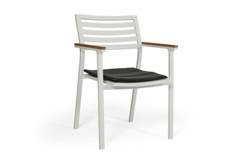 Brafab Olivet stapelstoel | Wit/grijs | Teak & Aluminium Brafab Olivet stapelstoel | Wit/grijs | Teak & Aluminium