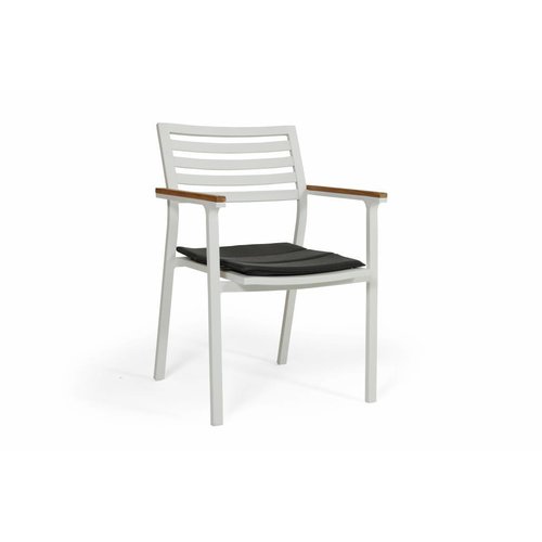 Brafab Olivet stapelstoel | Wit/grijs | Teak & Aluminium Brafab Olivet stapelstoel | Wit/grijs | Teak & Aluminium
