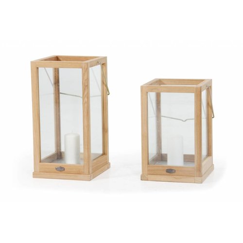 Brafab Lantaarn Kea | Laag | Teak/Glas Brafab Lantaarn Kea | Laag | Teak/Glas