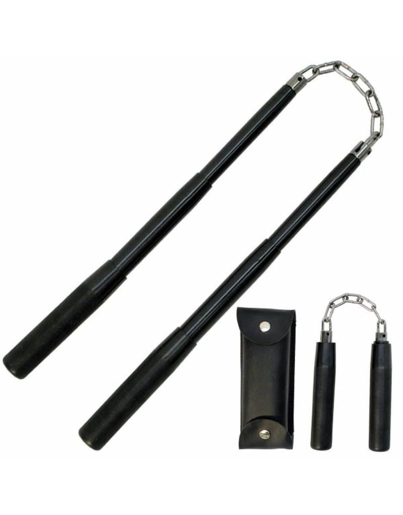 Black telescopic Nunchaku with metal Chain and carry case Enso