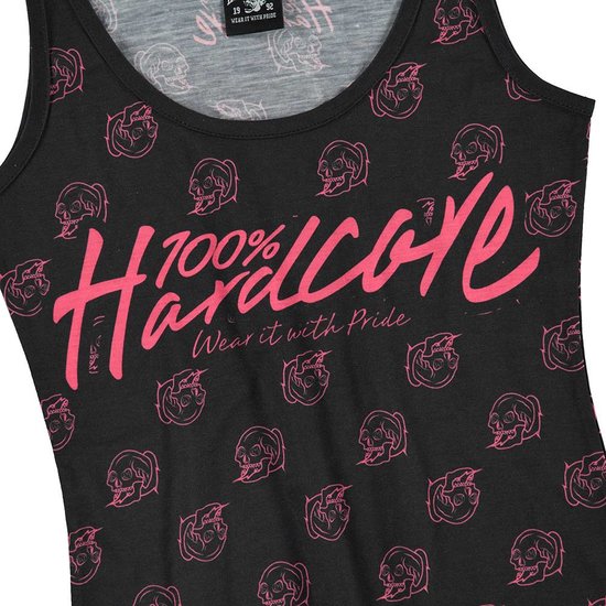 100% Hardcore dames singlet basic allover zwart / roze 100% Hardcore dames singlet basic allover zwart / roze