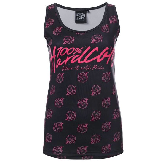 100% Hardcore dames singlet basic allover zwart / roze 100% Hardcore dames singlet basic allover zwart / roze