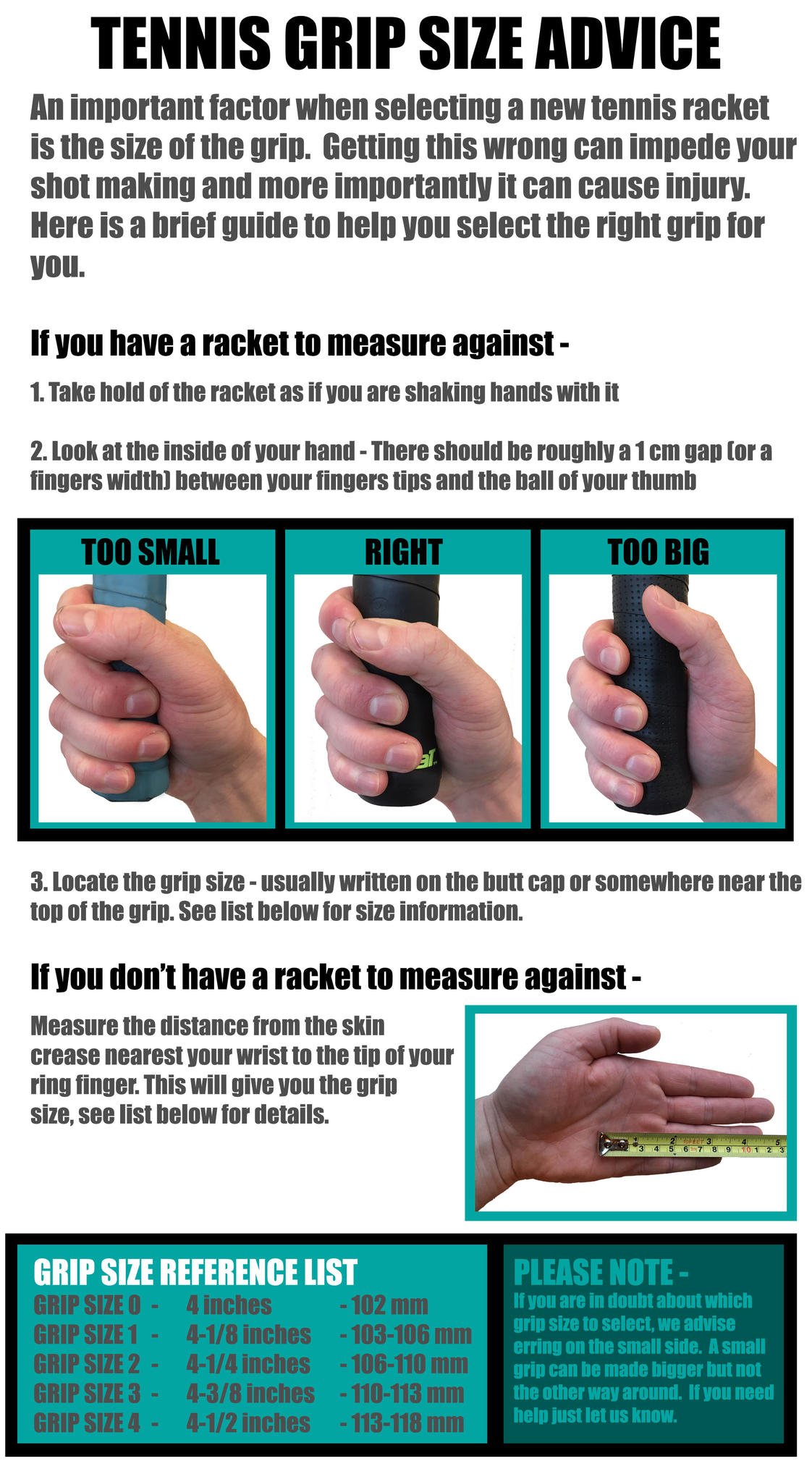 Gannon Sports - Tennis Grip Size Advice - Gannon Sports