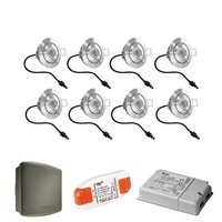 Komplettset Lavanto Cree LED-Terrassenbeleuchtung Einbaustrahler 8 x 3 Watt Somfy RTS Kippbar