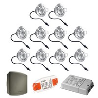 Komplettset Lavanto Cree LED-Terrassenbeleuchtung Einbaustrahler 10 x 3 Watt Somfy RTS Kippbar