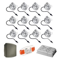 Komplett-Set 12 Stück dimmbare Veranda LED Einbaustrahler Lavanto 3W IP44 mit Somfy RTS-Empfänger