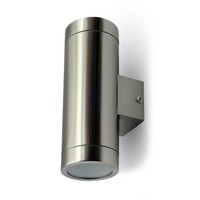 Beidseitig leuchtende Wand Gartenlampe aus gebürstetem Edelstahl passend für GU10 Strahler IP44