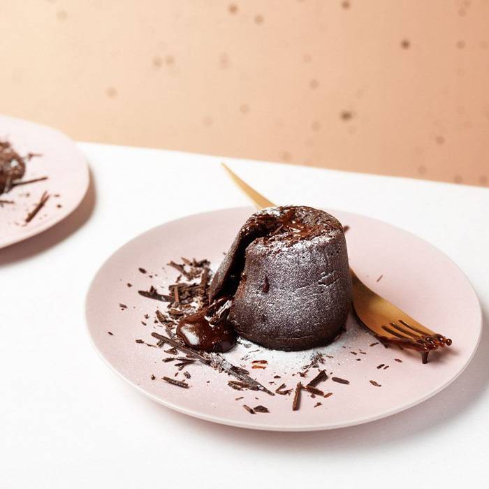 Lavacake met Hoja Verde 72% pure chocolade