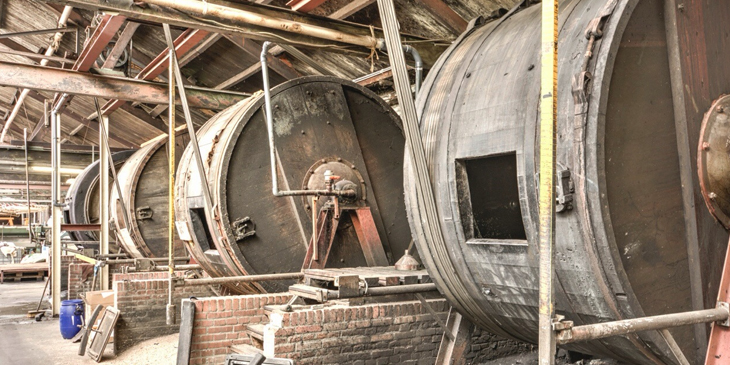 Production of leather in factory