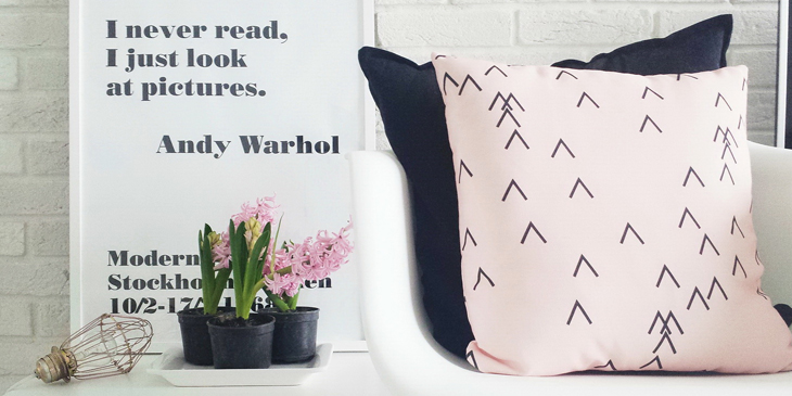 Scandinavian interior design pink pillow