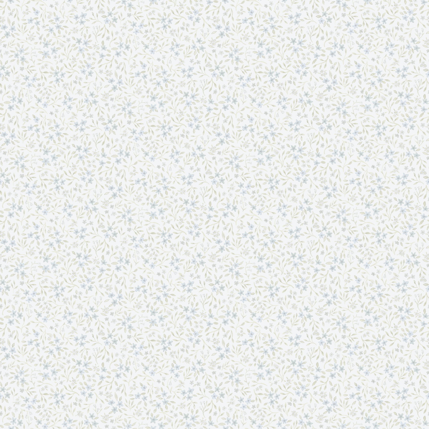 Dutch Wallcoverings Rosenlycka - Mini Flowers Blue - Blauw/Groen