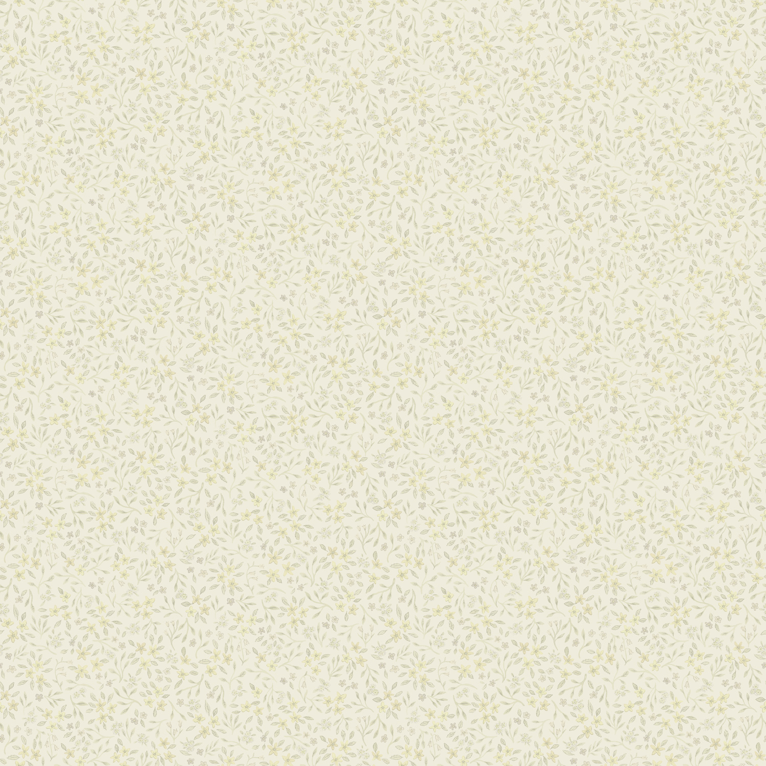 Dutch Wallcoverings Rosenlycka - Mini Flowers Yellow - Geel/Groen/Blauw