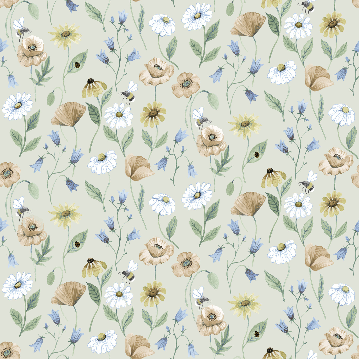 Dutch Wallcoverings Rosenlycka - Flowers Beige - Multi