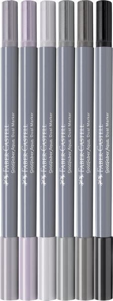 Faber Castell Duo aquarelmarker Goldfaber - etui 6 stuks Shades of grey