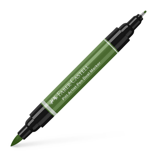 Faber Castell Tekenstift Pitt Artist Pen duo marker - 167 permanent olijf groen