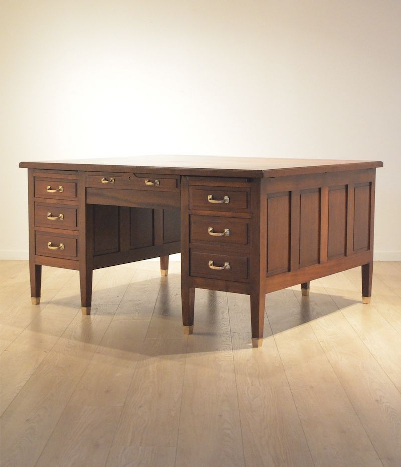 1930 S Gany Oak Intarsia Double Sided Desk Imanks Manks Antiques 1930 S Gany Oak Intarsia Double Sided Desk