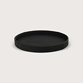 Exclusive round leather tray smooth Dark brown D50 H6