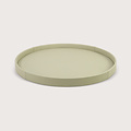 Exclusieve ronde leren dienblad glad Crème D70 H6