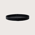 Exclusive round leather tray croco print Black D50 H6