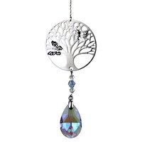 Kristallen met Tree of Life en druppel (violet)