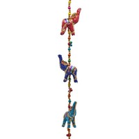 Decoratieve slinger stoffen Olifantjes (80 cm)
