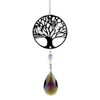 Kristallen met Tree of Life en druppel (violet)