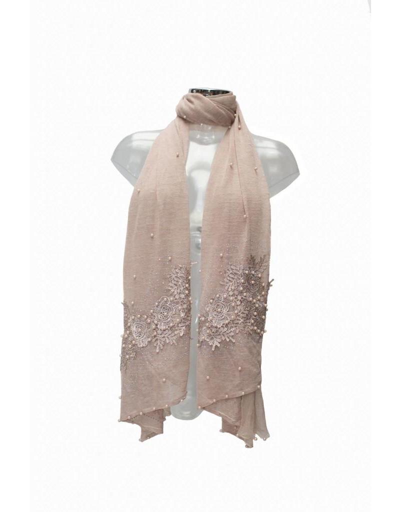 Kelly Craig Ke1704040-1 Mink Flower/Pearl Scarf
