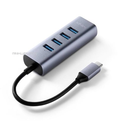 MINIX NEO C-UH USB-C to 4-Port USB 3.0 and 4K @ 30Hz HDMI Adapter Silver - Copy