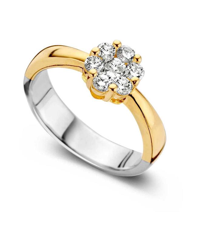 silver rose engagement ring