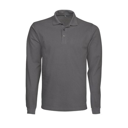 Geocaching Polo heren LS staalgrijs