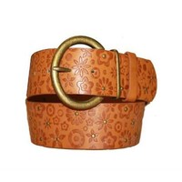 Gürtel braun mit Blumenmotiv