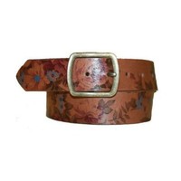 Gürtel braun / burgund mit Blumenmotiv