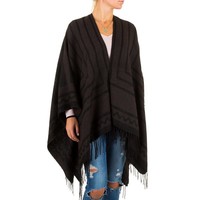 Dames Poncho van Best Fashion one size - Bruin