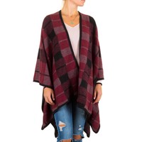 Dames Poncho van Best Fashion one size - Donker Rood