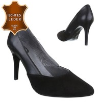 Damen Pump - schwarzes Leder