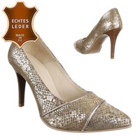 Damen Pumps - beige Leder