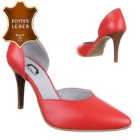 Damen Pumps - korallenrotes Leder