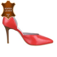 Damen Pumps - korallenrotes Leder