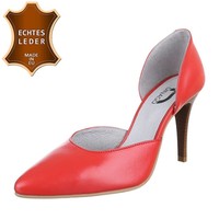 Damen Pumps - korallenrotes Leder