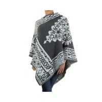 Damen Poncho Gr. eine Größe - grau