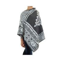 Damen Poncho Gr. eine Größe - grau