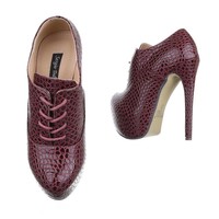 Damen Stiletto mit Reptildruck - Bordeaux