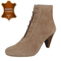 Damen Leder Stiefeletten - taupe
