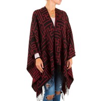 Dames Poncho van Best Fashion Gr. one size - bordeaux