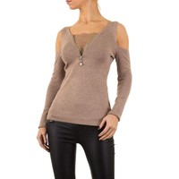 Damen Pullover von Moewy Gr. one size - taupe